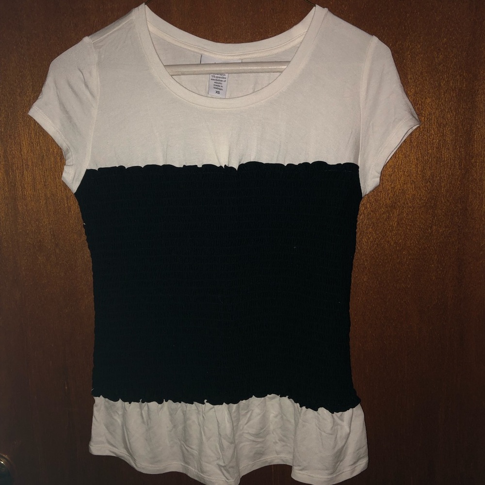 Bar iii black white cinched top size xs